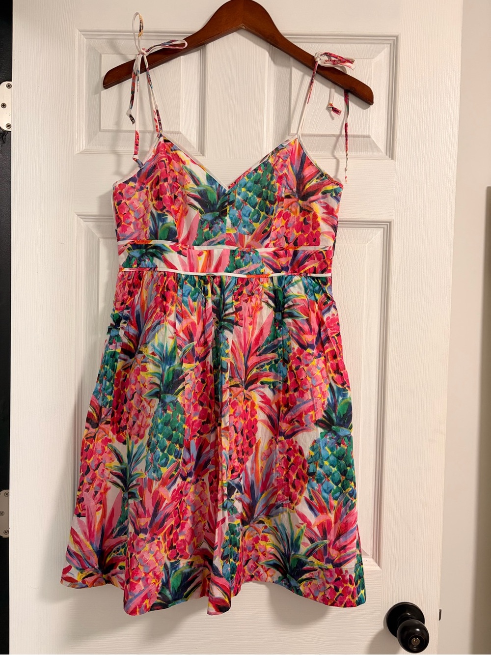 J.Crew Ratti Print pineapple Sundress Tie-Shoulder Size-4 100%cotton